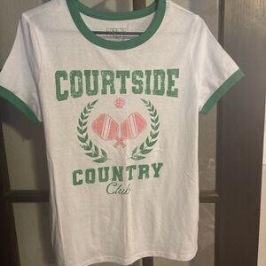 Courtside Country Club Ringer Tee - White & Green